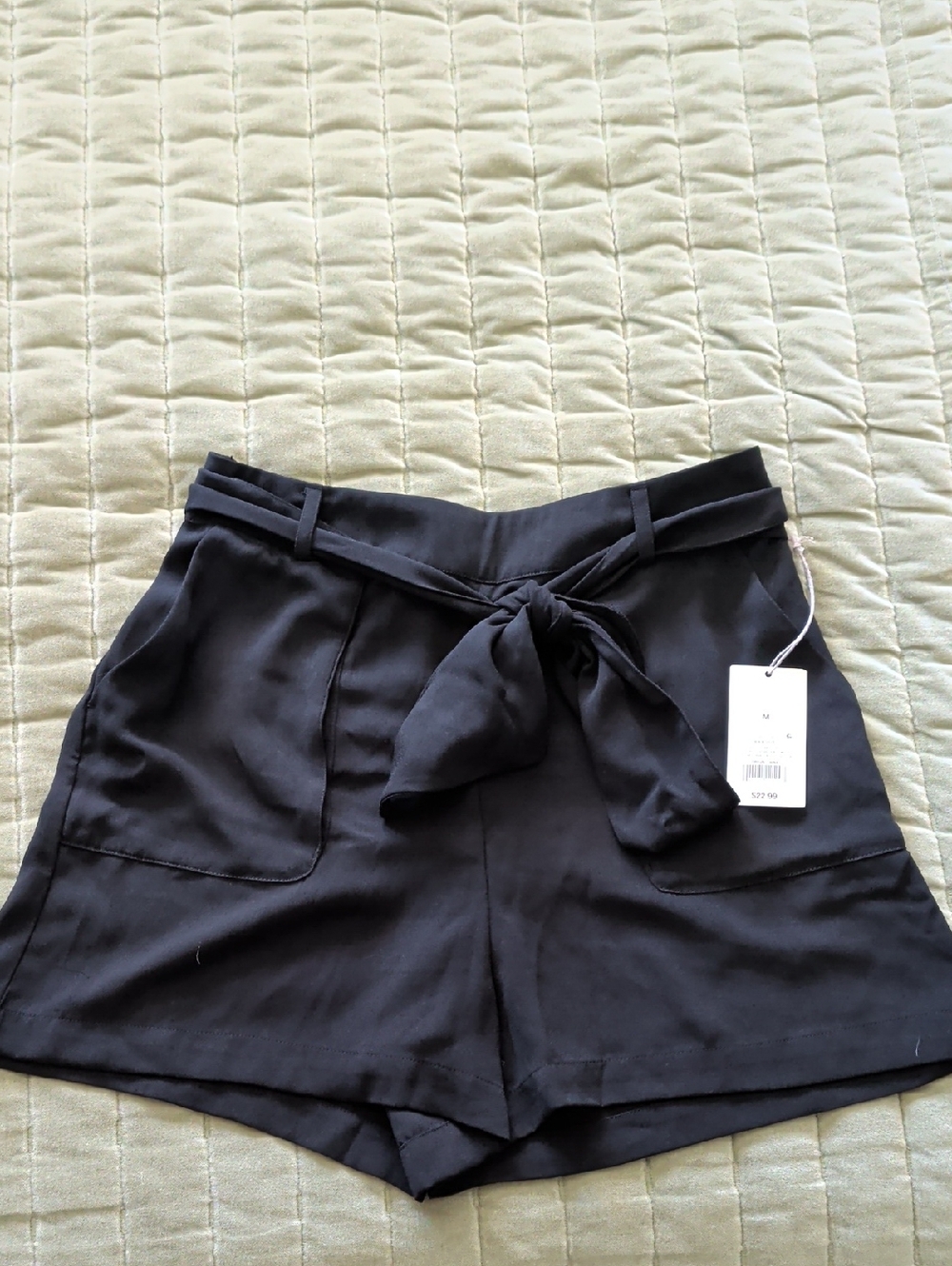 a new day Black High-Waist Tie Front Shorts